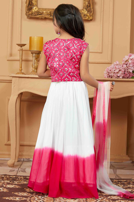 Off White and Pink Faux Georgette Lehenga Choli NCGW10710822