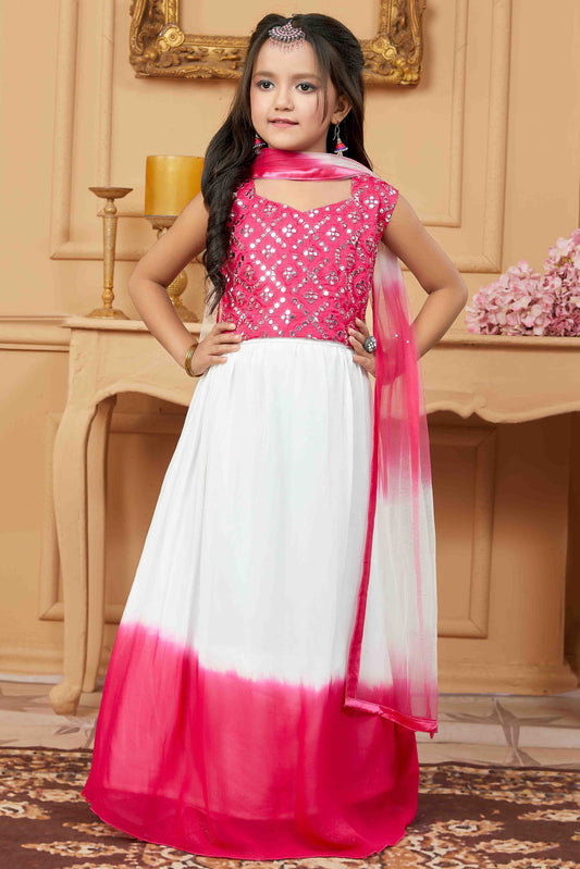 Off White and Pink Faux Georgette Lehenga Choli NCGW10710822