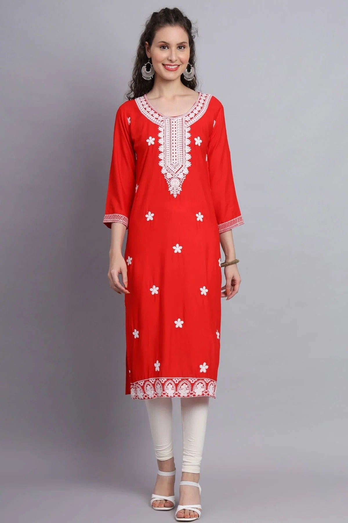 Orange Rayon Kurti NCKR11112117