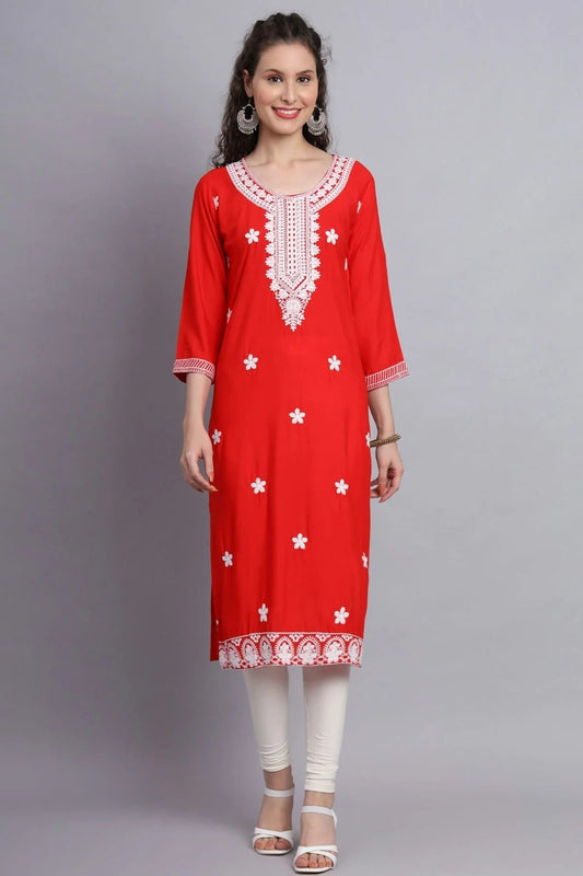Orange Rayon Kurti NCKR11112117