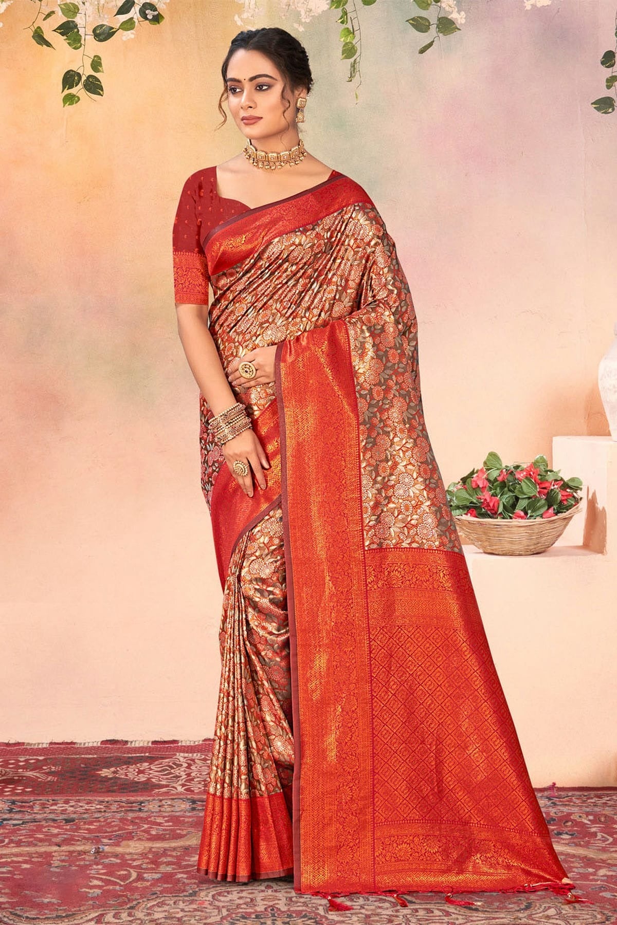 Orange Woven Kanjivaram Silk Saree NCSD11010489