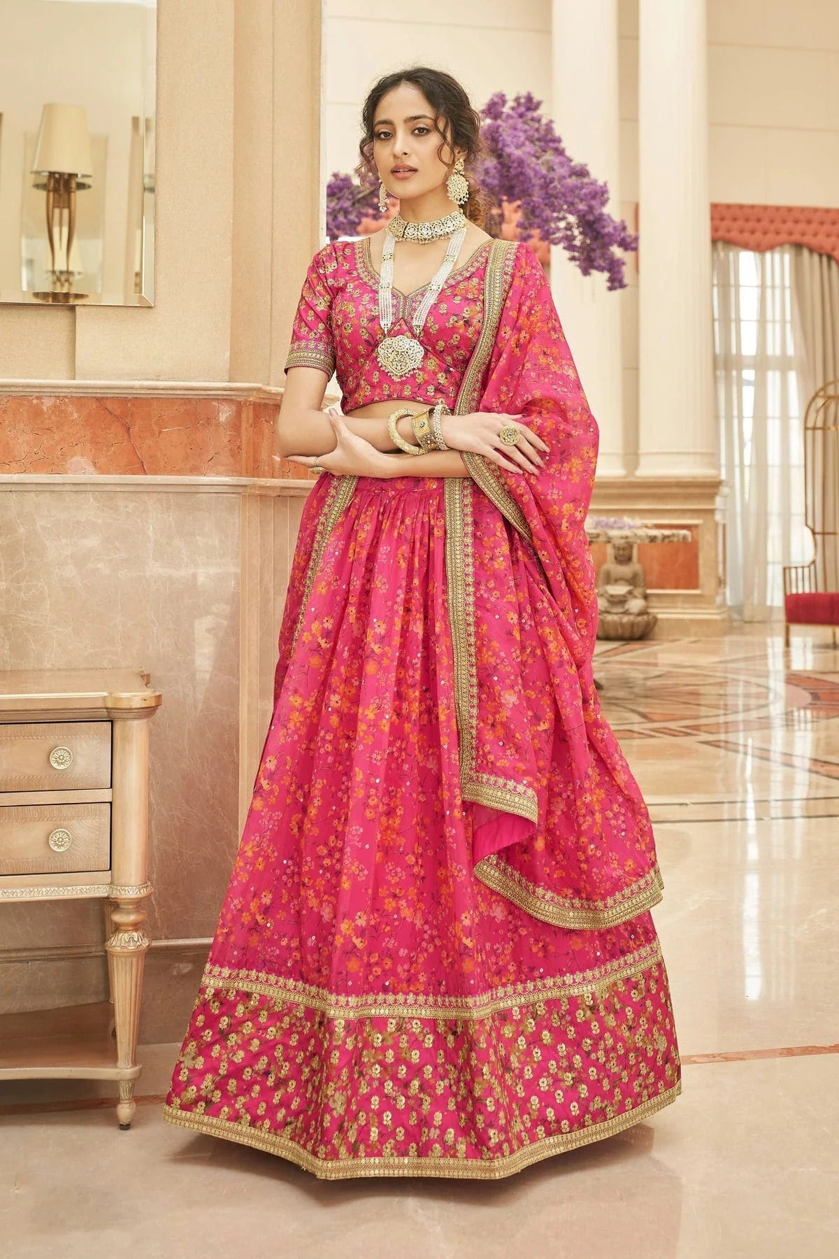 Organza Embroidery A Line Lehenga Choli NCLC10110238