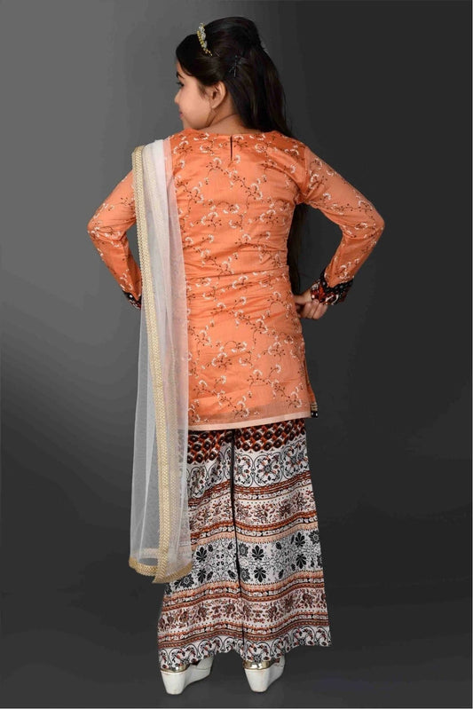 Peach Chanderi Silk Printed Sharara Suit NCGW10710799