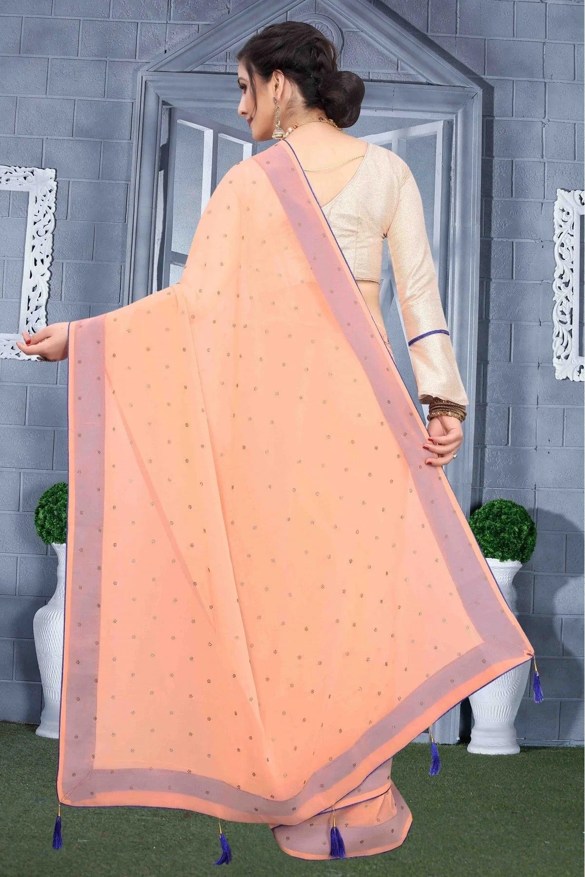 Peach Georgette Party Wear Saree NCSD11210685