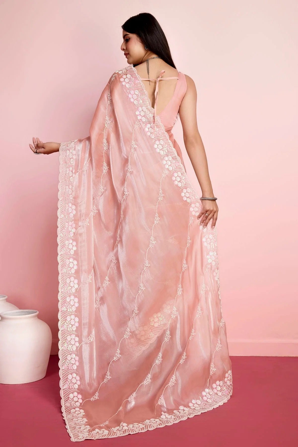 Peach Jimmy Choo Saree NCSD11112444