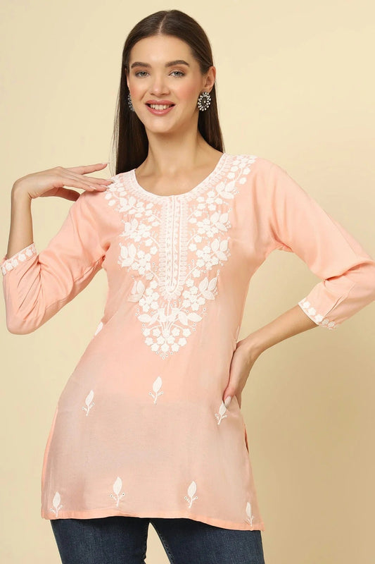 Peach Rayon Readymade Top  NCTP11112257