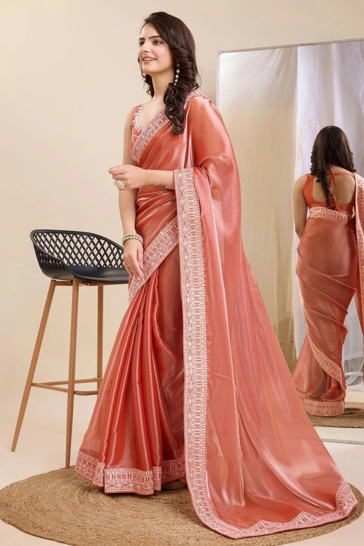 Peach Silk Saree NCSD11112495