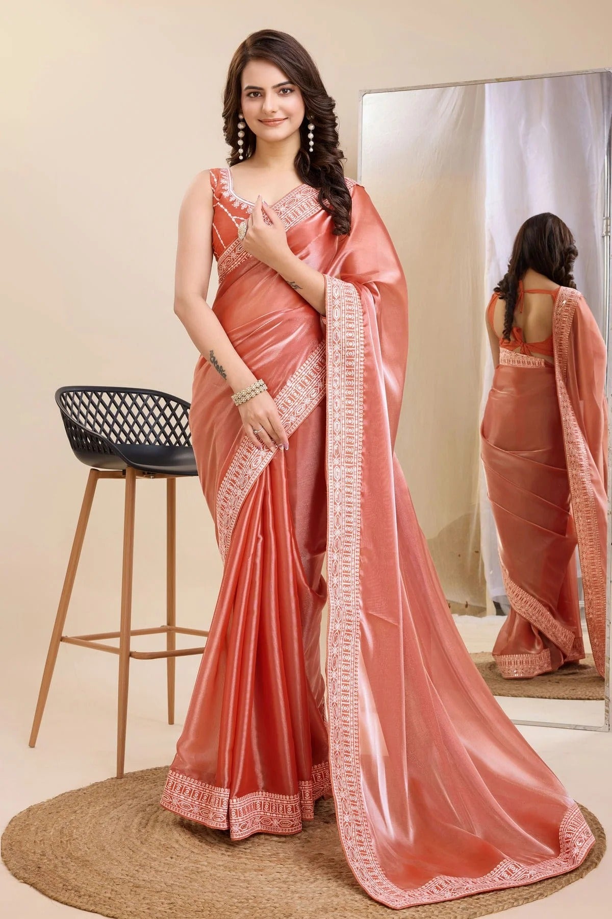 Peach Silk Saree NCSD11112495