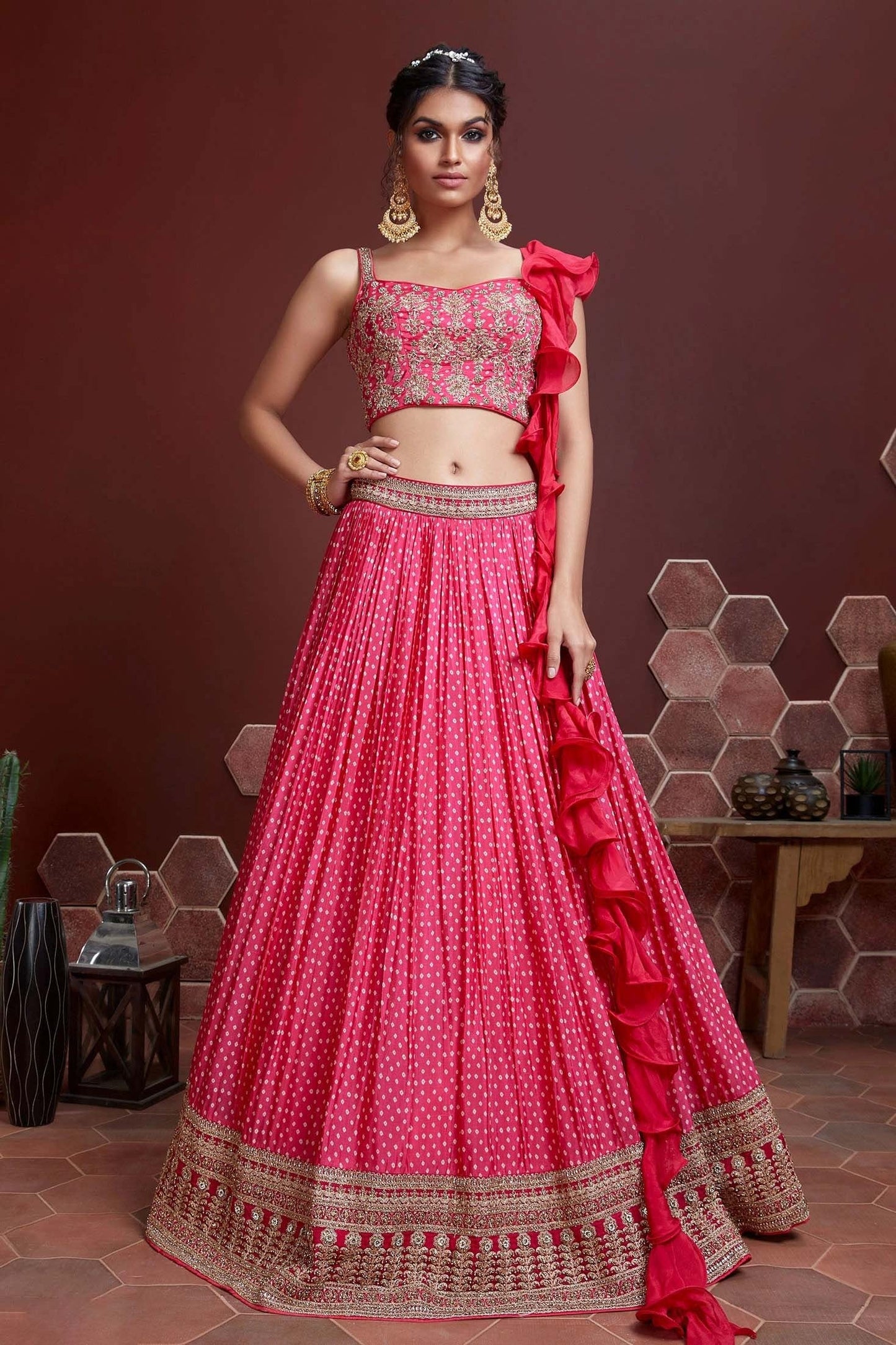 Pink Chinnon Silk Designer Lehenga Choli NCLC10110378