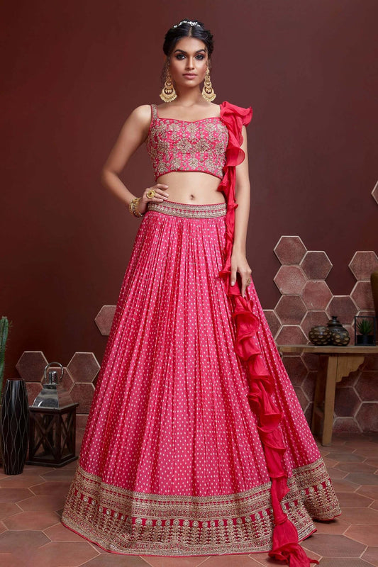 Pink Chinnon Silk Designer Lehenga Choli NCLC10110378