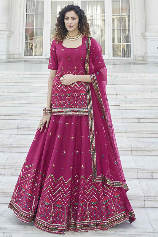 Pink Chinon Chiffon Embroidery Lehenga Suit NCSM11510122