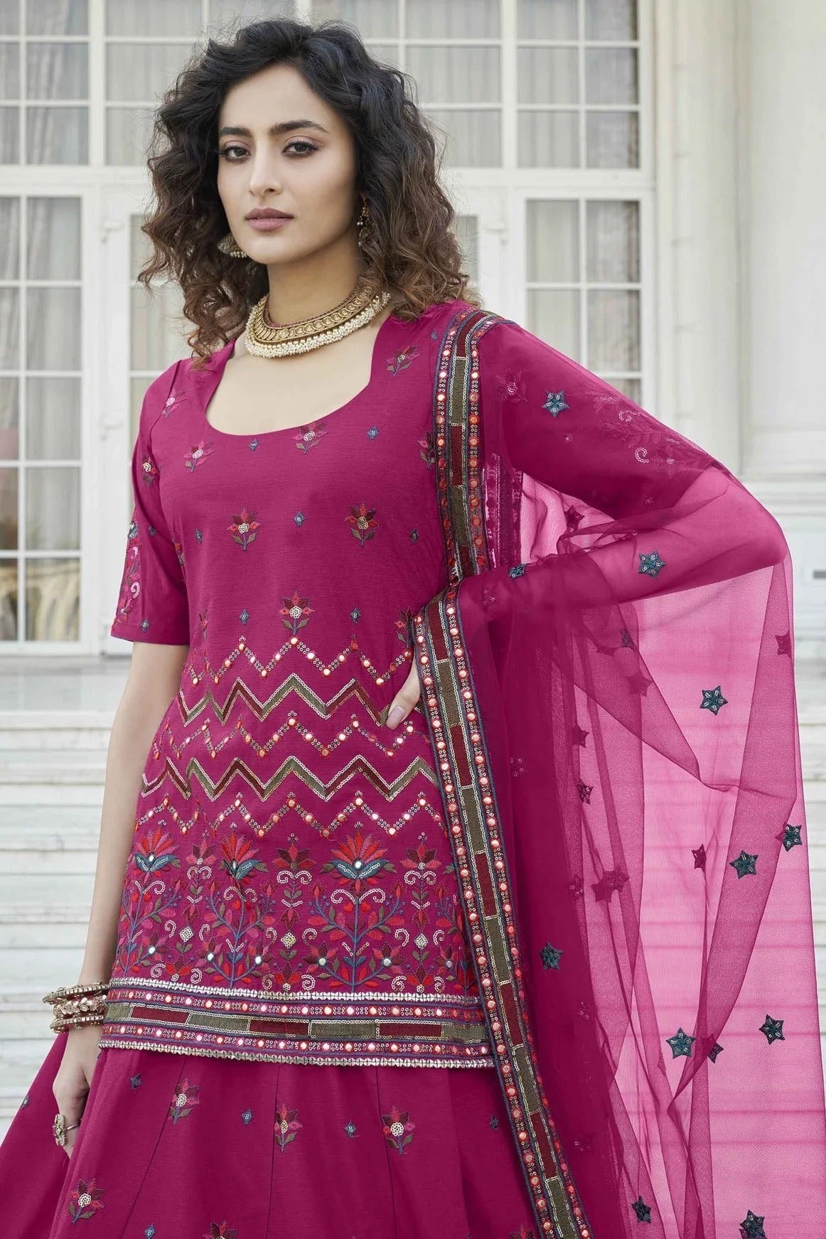 Pink Chinon Chiffon Embroidery Lehenga Suit NCSM11510122