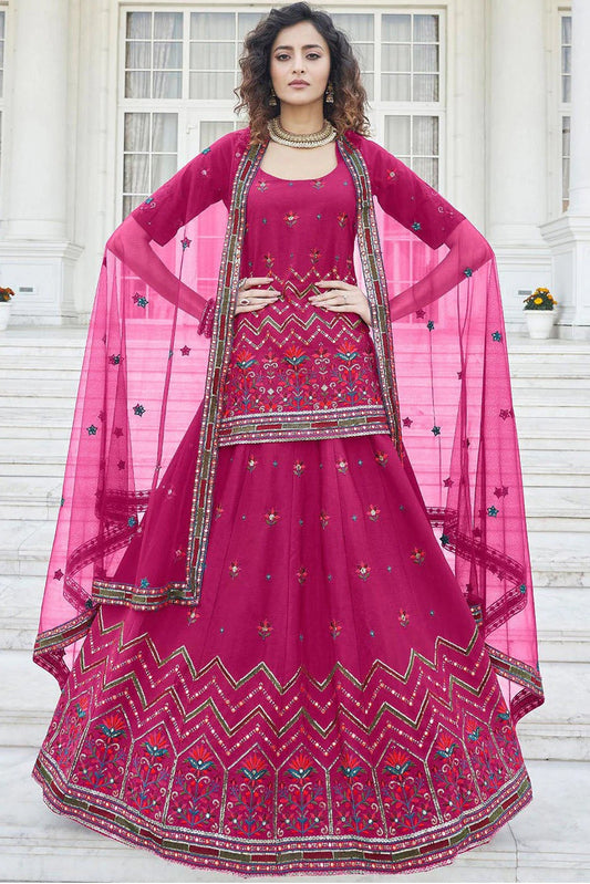 Pink Chinon Chiffon Embroidery Lehenga Suit NCSM11510122