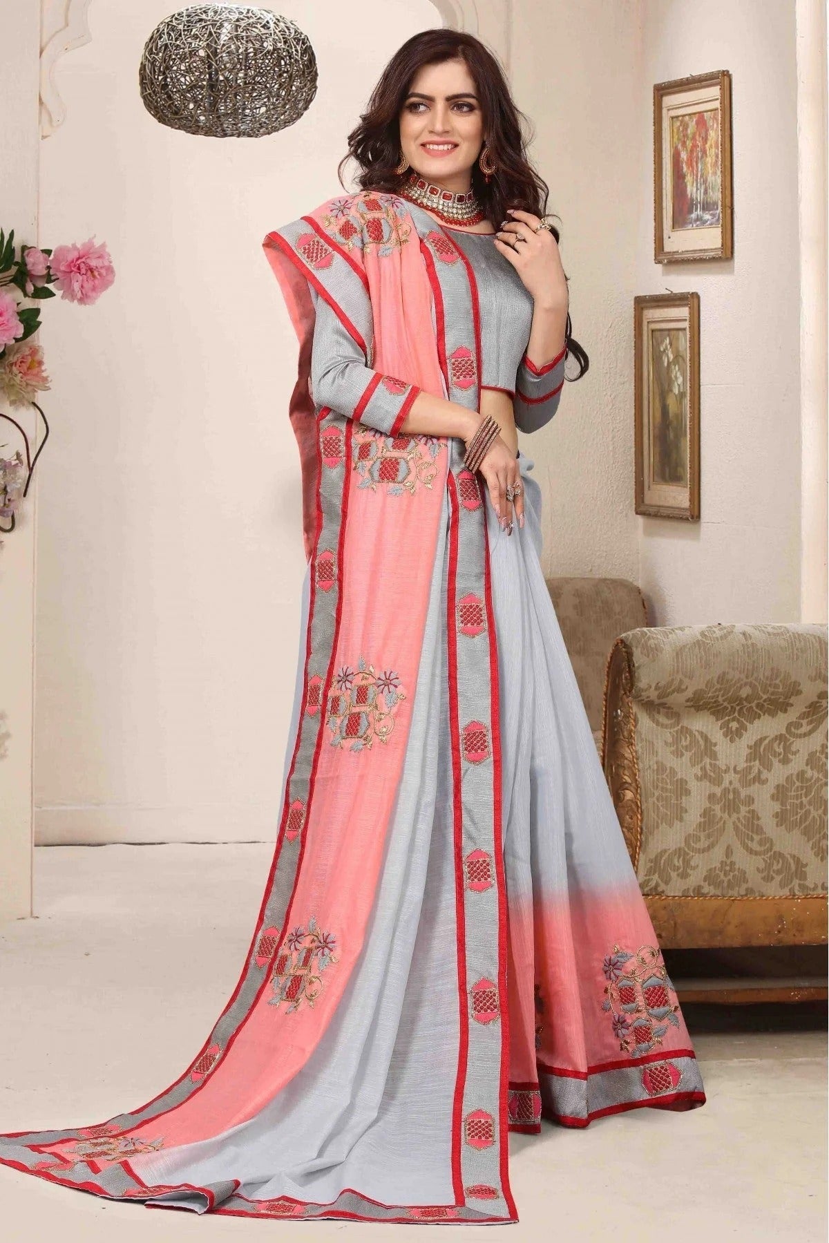 Pink Cotton Silk Designer Saree NCSD11210630