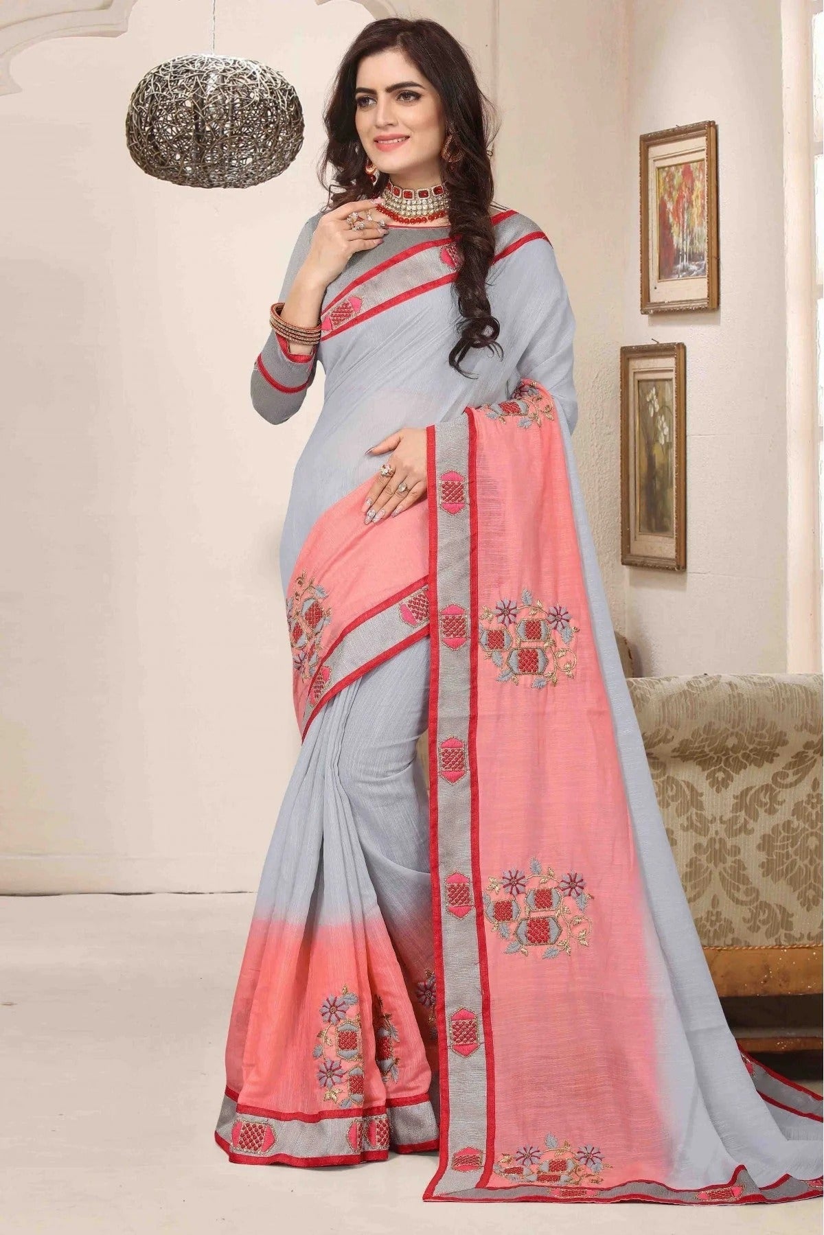 Pink Cotton Silk Designer Saree NCSD11210630