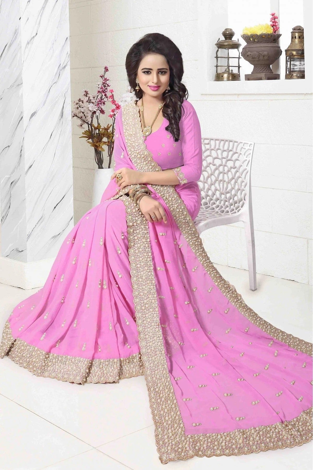 Pink Georgette Designer Saree NCSD10910645