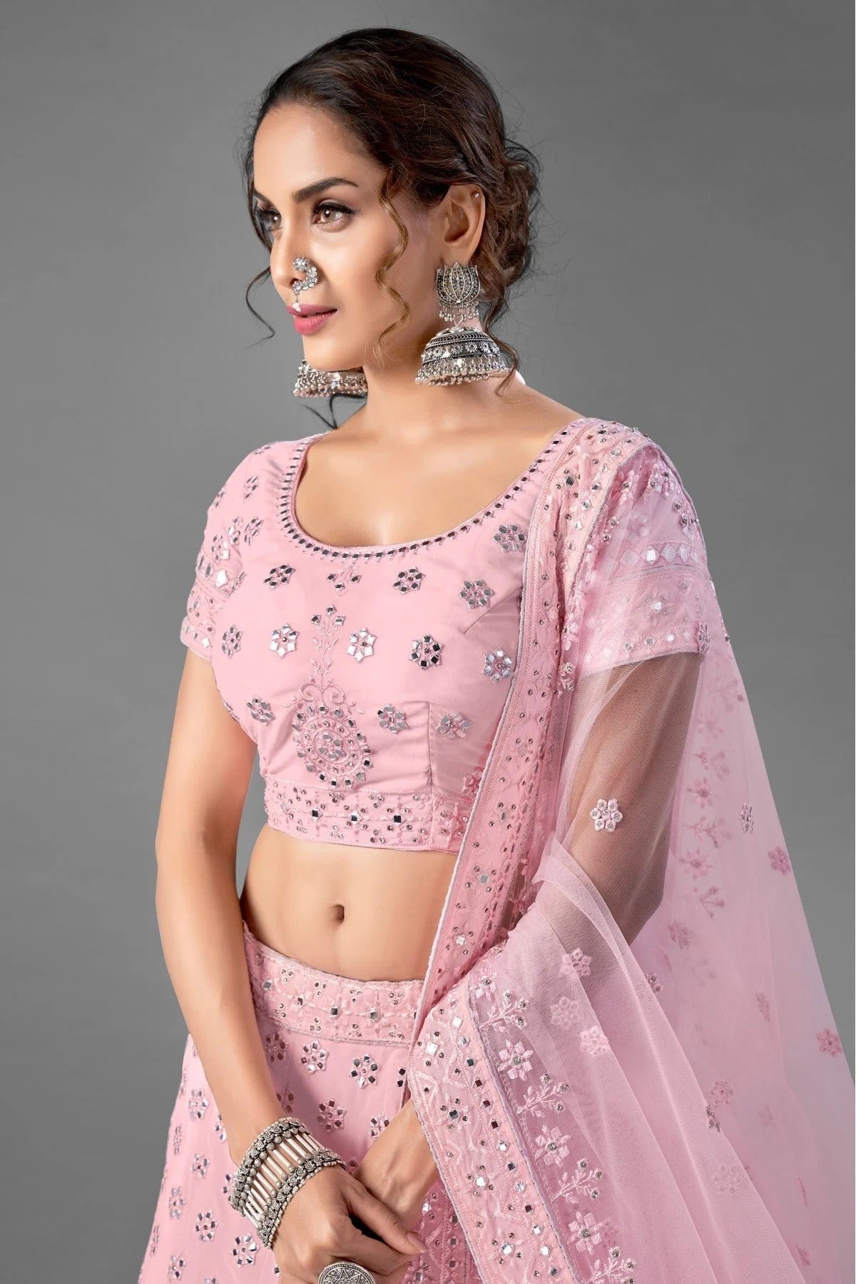 Pink Georgette Embroidery Lehenga Choli NCLC10810497