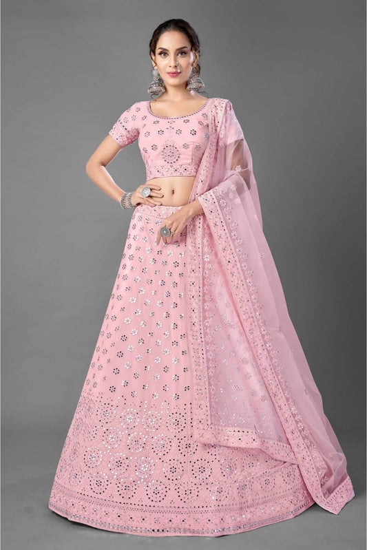 Pink Georgette Embroidery Lehenga Choli NCLC10810497