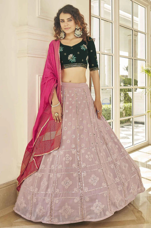 Pink Georgette Embroidery Lehenga Choli NCLC11510170