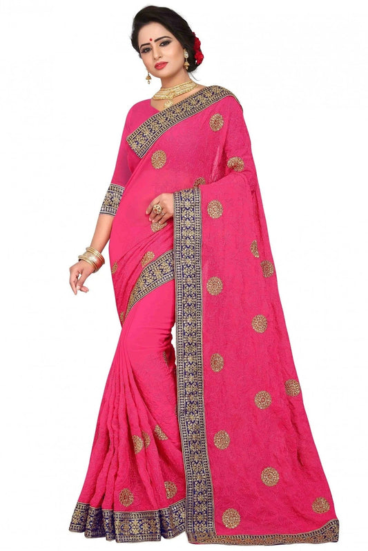 Pink Georgette Embroidery Saree NCSD11210539