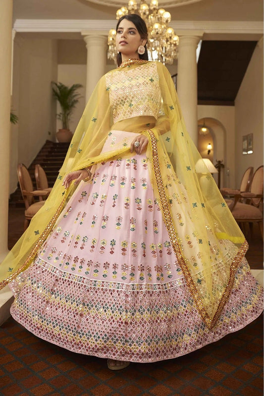 Pink Georgette Gota Patti Lehenga Choli NCLC11510146