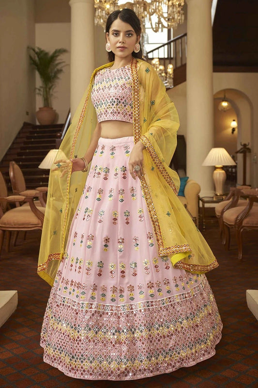 Pink Georgette Gota Patti Lehenga Choli NCLC11510146
