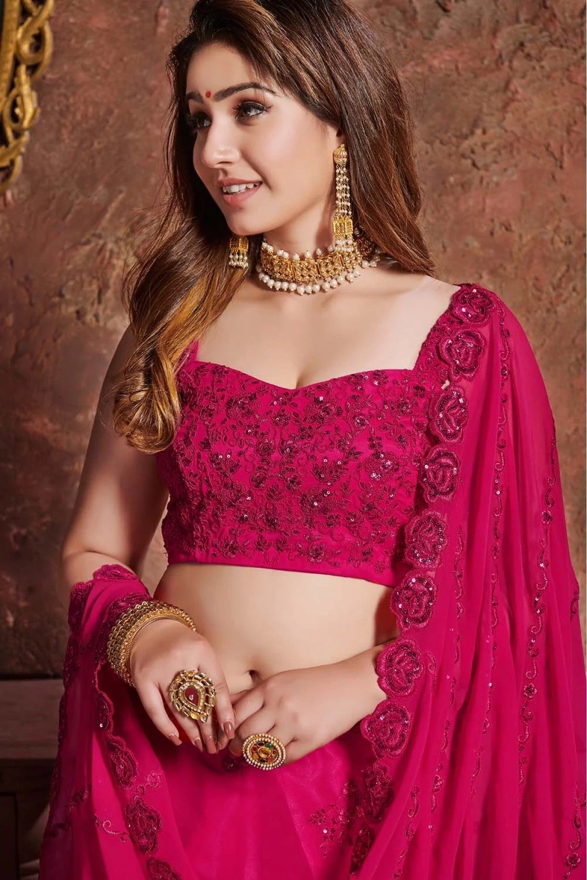 Pink Georgette Lehenga Choli NCLC10110284