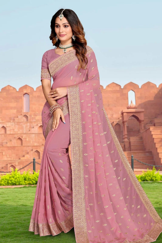 Pink Georgette Saree NCSD10910355