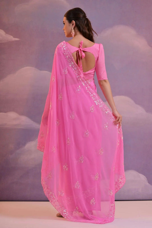 Pink Georgette Saree NCSD11112430
