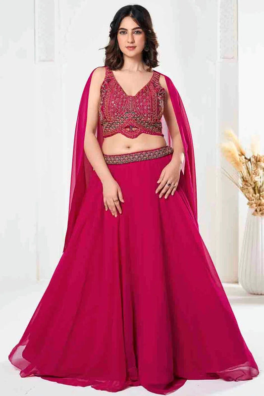 Pink Georgette Semi Stitched Lehenga Choli NCLC11710101