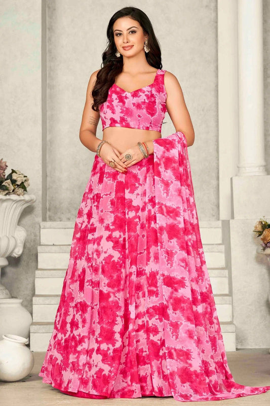 Pink Georgette Semi Stitched Lehenga Choli NCLC11710126