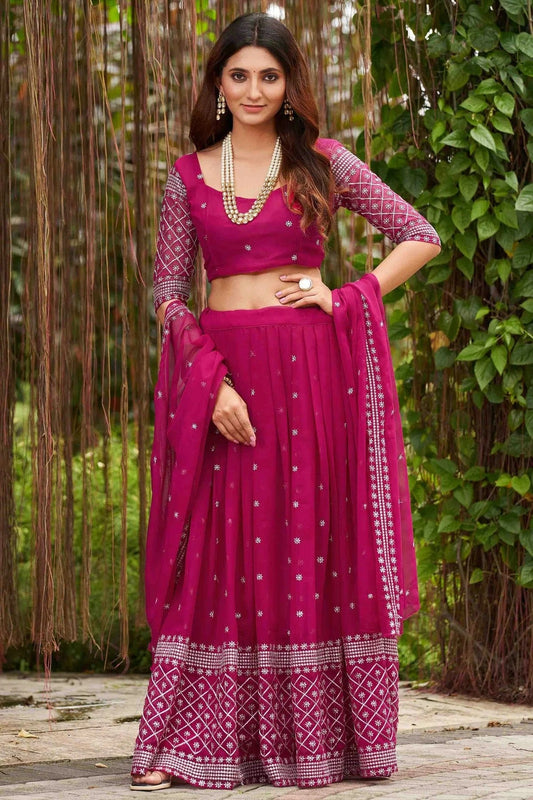 Pink Georgette Semi Stitched Lehenga Choli NCLC11710136