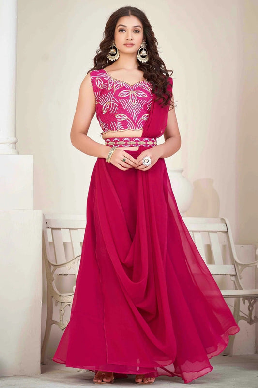 Pink Georgette Semi Stitched Lehenga Choli NCLC11710150