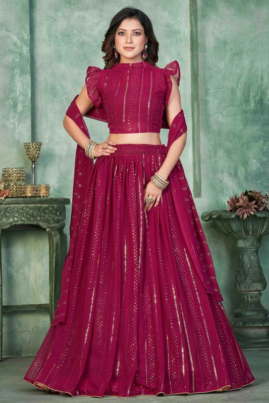 Pink Georgette Semi Stitched Lehenga Choli NCLC11710152