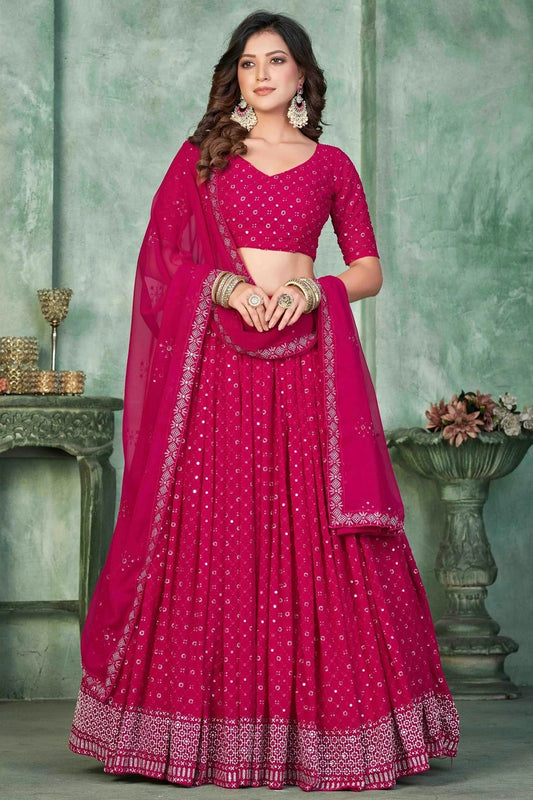Pink Georgette Semi Stitched Lehenga Choli NCLC11710155