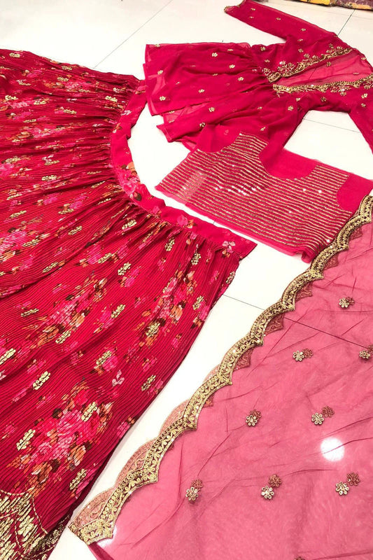 Pink Georgette Silk Lehenga Choli NCLC10210148