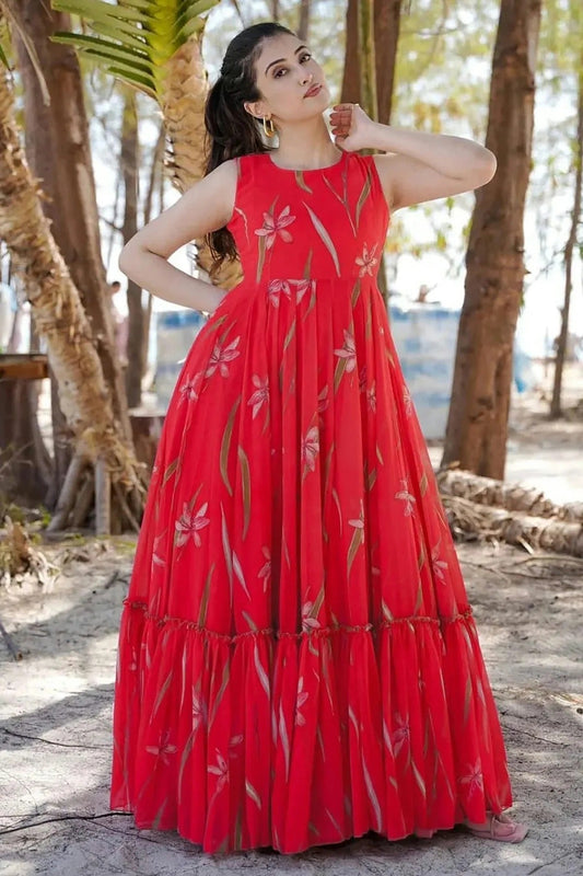 Pink Georgette Stitched Gown NCGW11111382