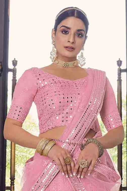 Pink Georgette Thread Lehenga Choli NCLC10810440