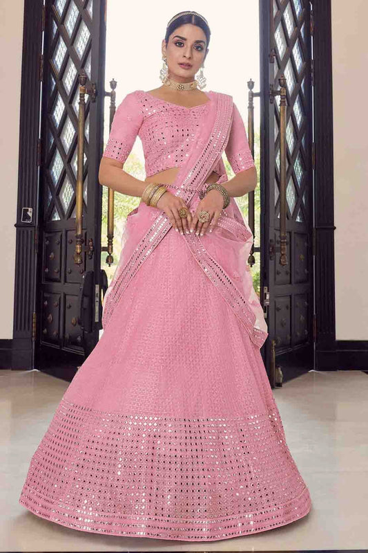 Pink Georgette Thread Lehenga Choli NCLC10810440