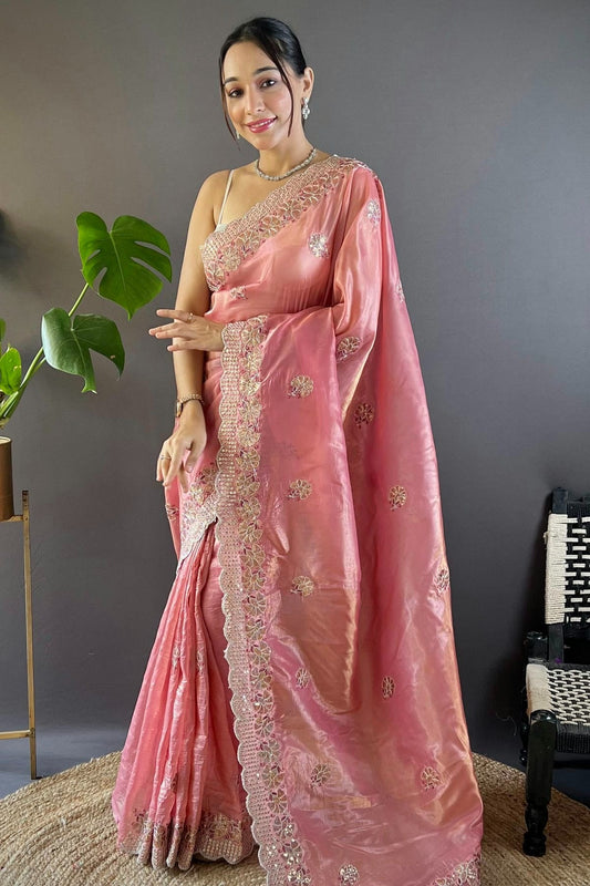 Pink Gold Crunchy Designer Saree NCSD11111764