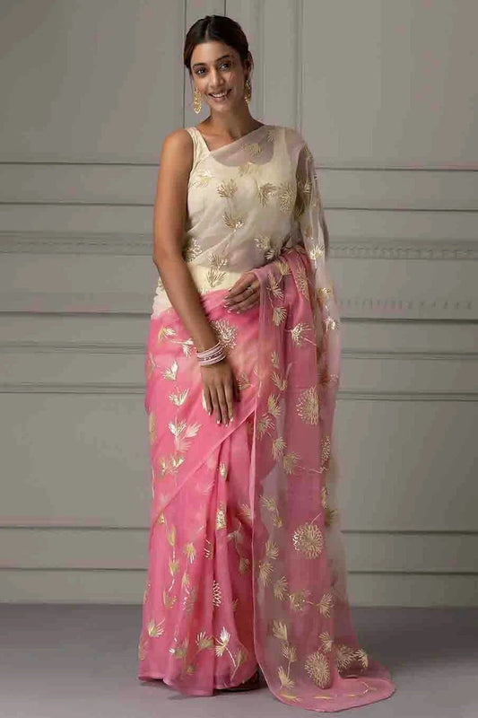 Pink Gota Patti Organza Designer Saree NCSD11110585