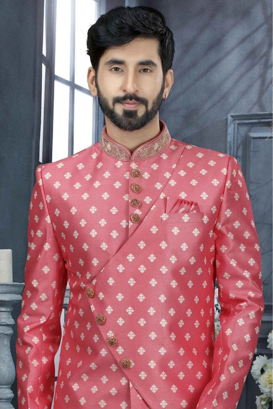 Pink Jacquard Digital Print Sherwani NCSH10410434
