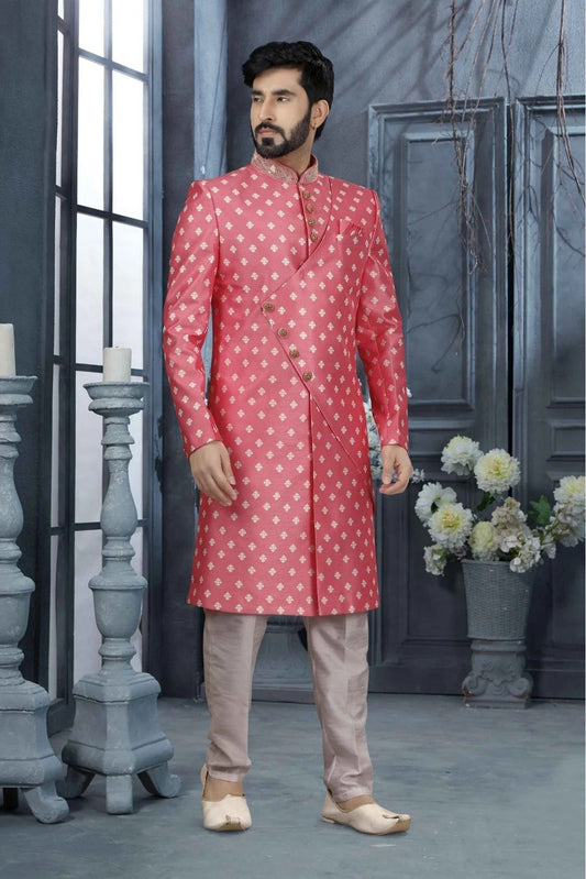 Pink Jacquard Digital Print Sherwani NCSH10410434