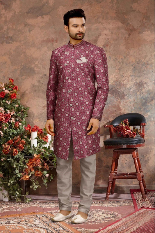 Pink Jacquard Digital Print Sherwani NCSH10410444