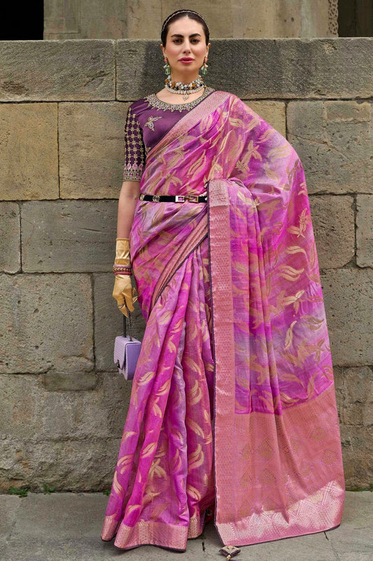 Pink Jacquard Silk Traditional Saree NCSD11111478
