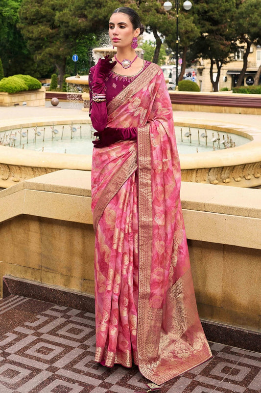 Pink Jacquard Silk Traditional Saree NCSD11111480