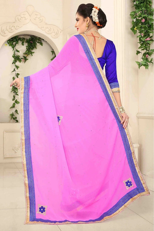 Pink Marbal Chiffon Designer Saree NCSD11210632