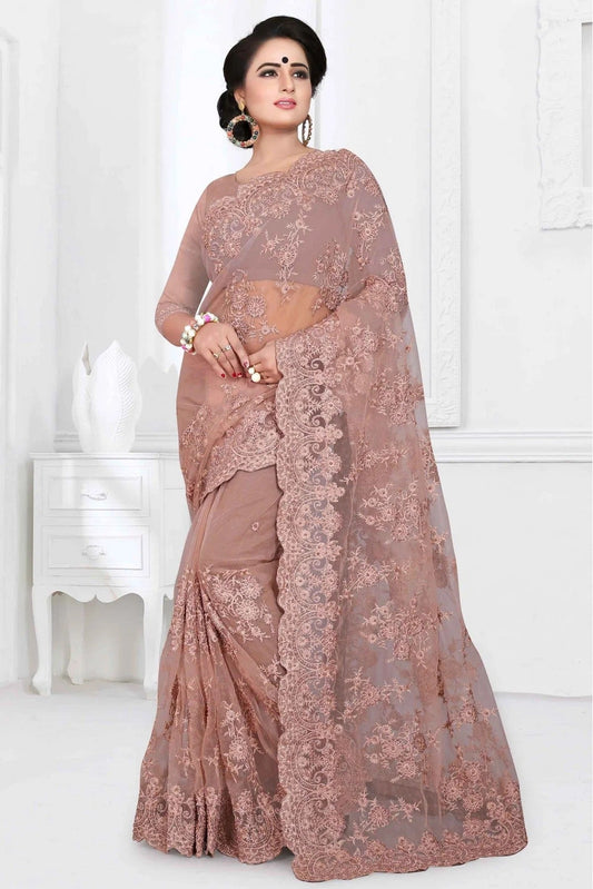 Pink Net Designer Saree NCSD10910478