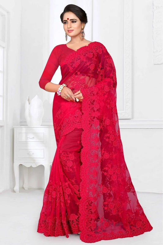 Pink Net Designer Saree NCSD10910479