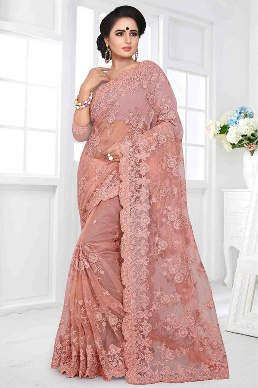 Pink Net Designer Saree NCSD10910482